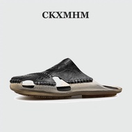 CKXMHM 38-48 Men's Leather Sandal Big Size Non-Slip Slippers for Summer 47 48