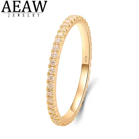 Eternity Female CVD HPHT Lab Diamond Ring Solid 10K Yellow Gold Micro Pave Wedding Band Ring for Wom