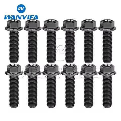 Wanyifa TC4/GR5 Titanium Bolt M7 Hexagon Flange Head Bolt For Motorcycle Conversion Bolt M7x10-50mm 
