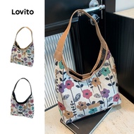 Casual Plain Korean Version Personality Flower Pattern Shoulder Tote Bag for Women LFA75206