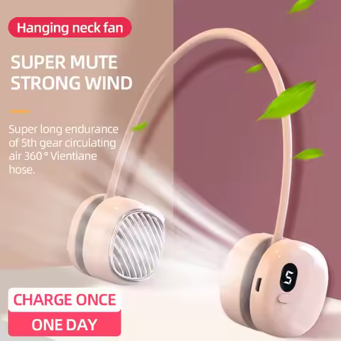 GOONE Hanging Neck Fan 1000 MAh Quiet Small USB Rechargeable Ai Screen Display Portable Mini Ventila