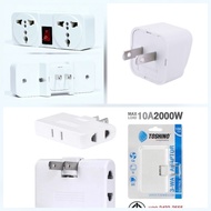 toshino UNIVERSAL 2-Pin Flat Plug Converter Model TW-2 2 Sockets 3-way adapter travel mate