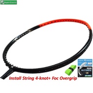 【Install String BG66 Ultimax 4-knot+Foc Overgrip】Apacs Nano Fusion Speed 722 Original Badminton Racket-Blk Orange (1pcs)