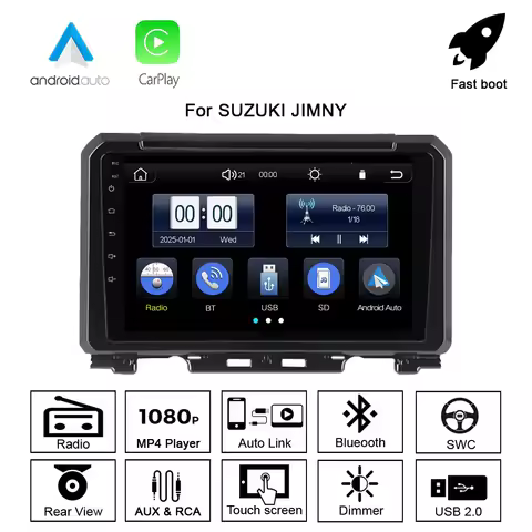 MAXCA 9 inch Wireless Carplay Android Auto 2 Din Car Radio For Suzuki Jimny Mirrorlink Online Video 