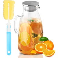 SUSTEAS 3 Liter 101 oz Glass Pitcher with Lid and Nozzle, Cold/Hot Water Glass Water Bottle, Ice Tea