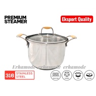 Stainless Steel Steamer Steamer Stock Pot High Pot Stainless Steel Premium 24cm SUS 316