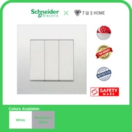 Vivace- 16AX 250V 3Gang 1Way/2Way Switch, White or Aluminum Silver