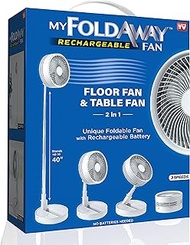 My Foldaway Rechargeable Fan, All in 1 Folding Fan for Bedroom/Desk and More, Portable Travel Fan Fits in Suitcase, 10 Hour Battery Life, Quiet Foldable Fan from 4”- 40” with 3 Modes AS SEEN ON TV