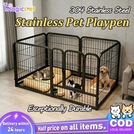 Stainless Dog Fence Pet Playpen DIY Pen Fence Dog Cage Heavy Duty Foldable Dog Fence Indoor Outdoor 