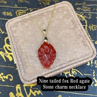 Nine Tailed fox jade stone charm Necklace