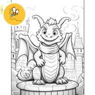 Dragon Coloring Pages (Anime Chibi style) - Set of 10 A4 A5 Coloring Pages - COLORING PAGES