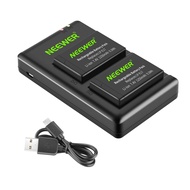 NEEWER 2-Pack LP-E17 Replacement Battery and Dual USB Charger for Canon EOS R8, R10, R50, RP, 77D, 7