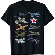 WW2 American Fighters F4U Corsair P-51 Mustang P-40 Warhawk T-Shirt Fashion Tops for Boys and Girls 