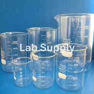 Pyrex Beaker low form (บีกเกอร์แก้ว ยี่ห้อ Pyrex) 100ml, 250ml, 600ml, 1000ml,2000ml,3000ml,5000ml