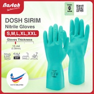 Nastah DOSH SIRIM Certified Flocklined Nitrile Glove NF1513 Sensitive Skin Eczema Chemical Resistant