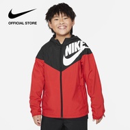 Nike Boys Nsw Windrunner Jacket - Black ไนกี้ เสื้อแจ็คเก็ตเด็กชาย Nsw Windrunner - สีดำ