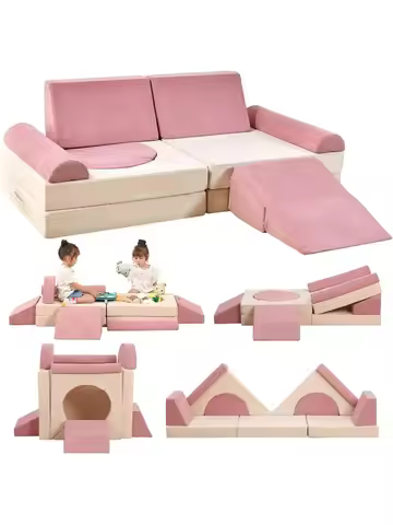 12-Piece Modular Children's Play Couch Set: Imaginative Sectional Sofa for Creative Play with Conver