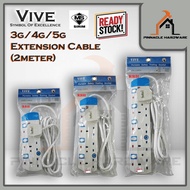 [Pinnacle Hardware] VIVE 13Amp Extension Socket (SIRIM) 3 Gang, 4 Gang, 5 Gang / 2 Meter (Easy For 2 Pin Plug)