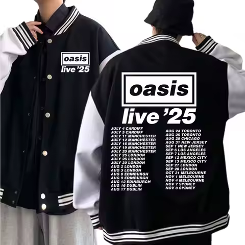The Oasis Live '25 Tour 2025 Baseball Uniform Jacket Harajuku Baseball Jackets for Men