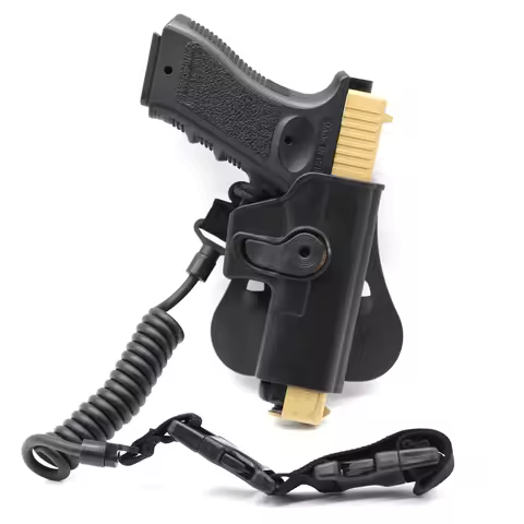 Gen1-4 G17 Tactical Gun Holster with Anti-lost Spring Rope Sling Right Hand Waist Pistol Holster Hun