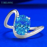 925 Sterling Silver Oval Cut 2 CT Aquamarine Gemstone Wedding Engagement Ring Jewelry for Women Gift