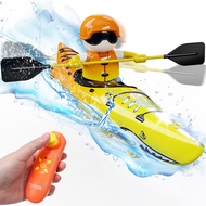 DEERC RC Kayak Boat for Kids,2.4 Ghz Remote Control Shark Boat Toys W/LED Light for Pools,Lake,Batht
