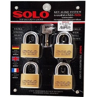 แม่กุญแจSOLO คีย์อะไลท์ 4 ตัวชุด ขนาด40mm รุ่น4507SQ (กุญแจดอกเดียวเปิดได้4แม่)