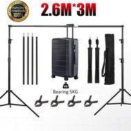 2.6x3m/260 ซม. x 300 ซม. * 4 คลิป / 10 ฟุต x 10 ฟุต ชุดระบบรองรับฉากหลัง ทนทาน พร้อมกระเป๋าถือ 