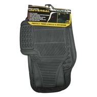 VAUTO Universal Rubber Car Mats, 3 Pcs, 2 Rows, Black