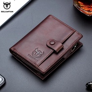BULLCAPTAIN RFID Men's Wallet Leather Men's Coin Purse Zipper Wallet Card Coin Wallet Holder Credit Card Bag
