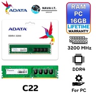 ADATA RAM PC สำหรับคอมพิวเตอร์ Intel AMD 16GB DDR4 3200 C22 รับประกันตลอดอายุการใช้งาน