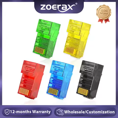 ZoeRax 50PCS RJ45 CAT6 CAT5E Ends Connector Non-Pass Through Gold Plated Standard Ethernet Network M