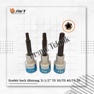 Star Bit Socket Segi 5 Bintang 5 1/2" TS30 TS40 TS50 Lubang IWT Kunci Mata Starbit Torx Bit T30 T40