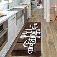 1pc Non-Slip Cutlery Graphic Kitchen Rug - Dirt Resistant, Waterproof, Machine Washable, Soft and Co