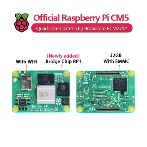 Original Raspberry Pi CM5 4GB RAM, optional WIFI/EMMC, Broadcom BCM2712 Dual 4K Output + HDR 800MHz 