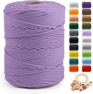 Macrame Cotton Cord 5mm x 328yds, ZUEXT Natural Handmade Light Violet Purple Braided Cords 4 Strands Knitted Rope String for Craft Wall Hanging Weaving Tapestry Dream Catchers Hanger DIY Gift (300m)