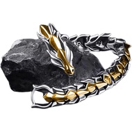 Dragon Chain Bracelet Grunge & Punk Men's Stainless Steel Plated Gold Silver Dragon Head Bone Form H