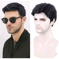 Short Black Men's Hair Wig, Men's Office Hair Model Wig for Men
