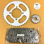 Chain Set YAMAHA SPARK-Z SPARK NANO FRESH X-1 RXZ VR150 TZR MATE111 Y100 (1 Has Front + Rear Sprocke