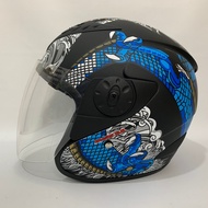 BXP Vixion Dragon Helmet Matte Blackbiru - SNI Adult Helmet
