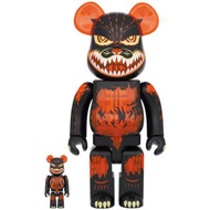 全新有盒 MEDICOM BE@RBRICK BEARBRICK 紅蓮哥斯拉 ゴジラ VS デストロイア版 ゴジラ (メルトダウン:クリアオレンジVer.) 100％ & 400％