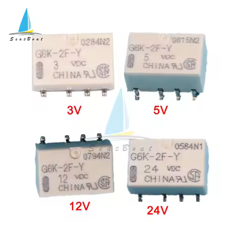 5Pcs/lot DC 3V 5V 12V 24V SMD G6K-2F-Y Signal Relay 8PIN For Relay Module 10*6.5*5mm
