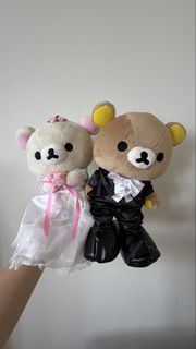 (現貨)鬆弛熊 結婚公仔一對 結婚禮物 註冊 婚紗
