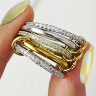 Spinelli Kilcollin Ring Stainless Steel Two-color Design Micro Paved CZ Five-Piece Set Stackable Rin