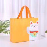 Non-Woven Fabric Laminated Bag High-End Tote Cartoon Gift Small Large Size Takeaway Packing Environmental Protection Lunch Packaging Please Press 10 Integrity