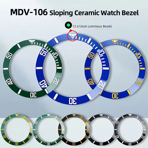 For Casio MDV-106 Watch Bezel Insert Watch Ring 12 o'clock Luminous Beads mdv106 watch Ring 41x32.8m