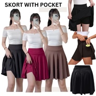 SPORTY CASUAL HIGH WAIST SKORT WITH SIDE POCKET/INNER CYCLING SHORTS FOR WOMEN PLUS SIZE SKIRT PALDA