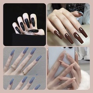 Nude Color European Manicure Extra Long Fake Nails Patch With Glue False Nails Art H9v3