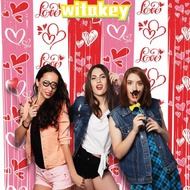 WITAKEY Valentine's Day Curtain, Sparkling Romantic Valentine's Day Backdrop, Ornament Exquisite Glo