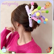 MOILYGOODSG Hair Claw, Winter Cartoon Hair Claw Clip, Furry Headwear Colorful Plush Spring Women Cla